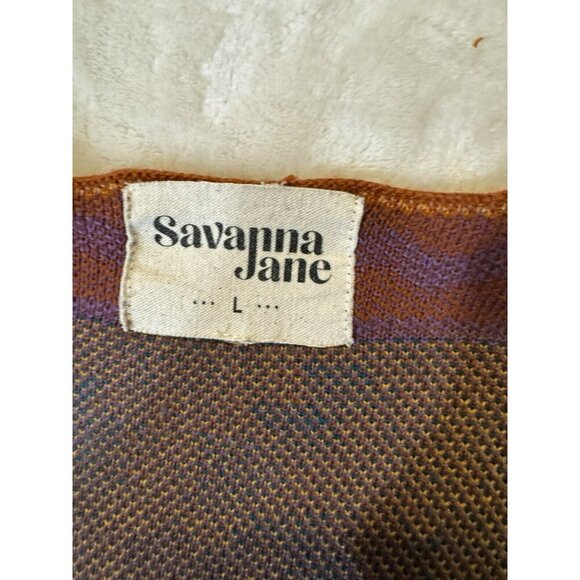 Savanna Jane Sweater Womens Colorful Aztec Open Front Waterfall Boho Size L - Picture 8 of 11